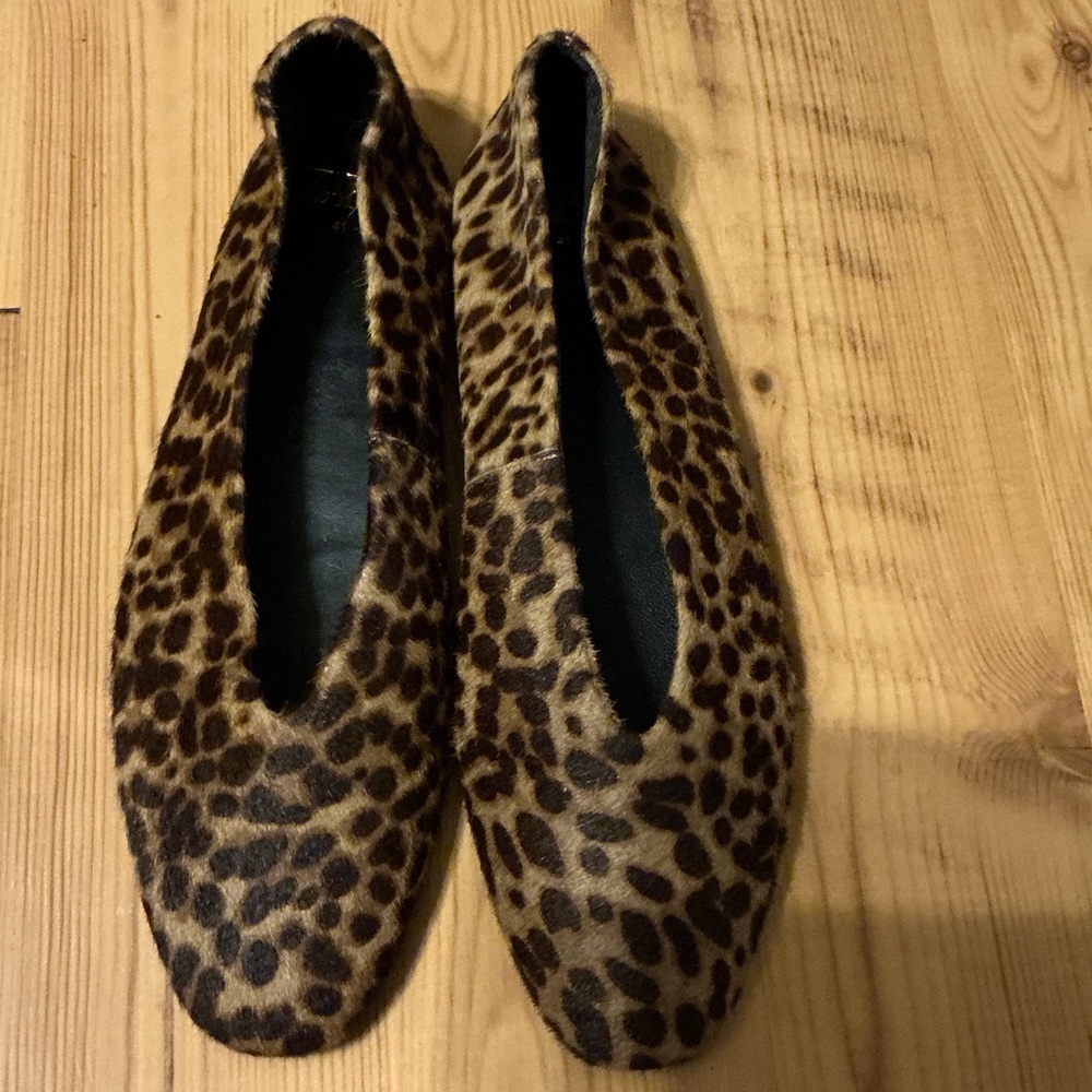 Zara Leopard Print Women's Slip-On Flats - Brown Sz10